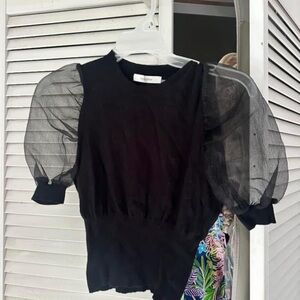 Elegant Black Sheer Sleeve Top